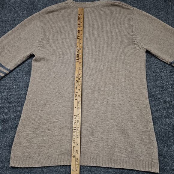 Patagonia Sweater M Tan Lambswool Nylon Knit Crewneck Striped Sleeve Casual - Picture 6 of 7